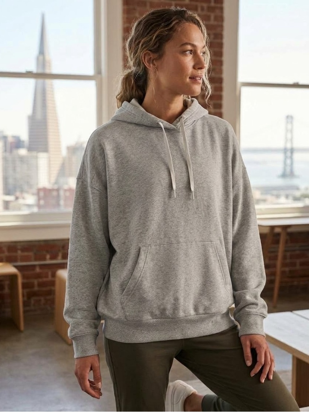 Athleta Women’s Gray Hooded Pullover Sweatshirt